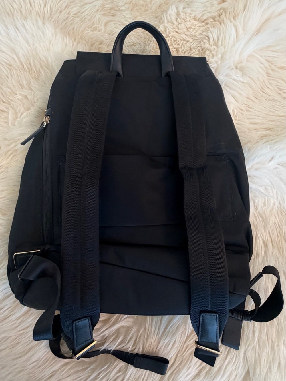 Tumi Black Nylon Backpack with Gold Hardware - Picture 12 of 13